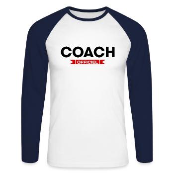Official coach - Unisex Long Sleeve Baseball T-Shirt - white/navy - Front - Nik (191cm)