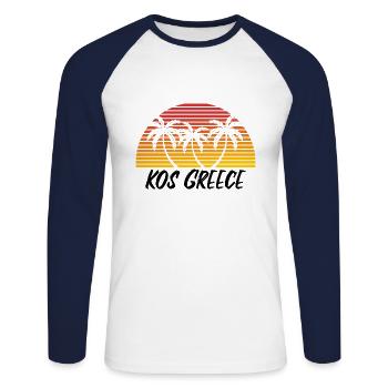 Kos Griechenland - Unisex Baseballshirt langarm - Weiß/Navy - Vorne - Nik (191cm)