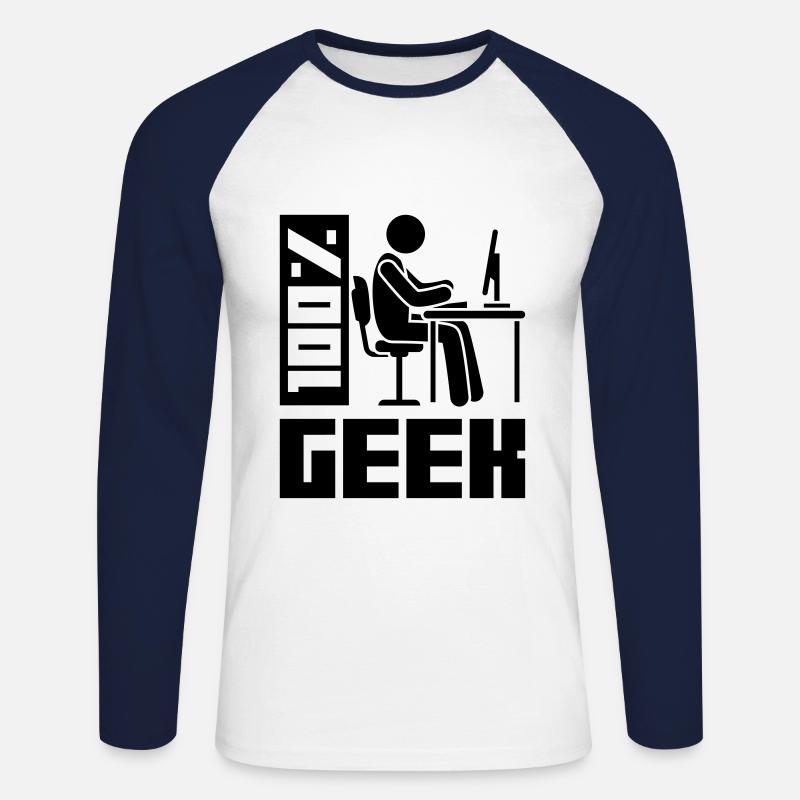 Geek Computer Symbol Pc - Unisex Baseballshirt langarm - Weiß/Navy