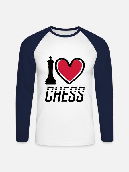 i love chess - Unisex Long Sleeve Baseball T-Shirt - white/navy