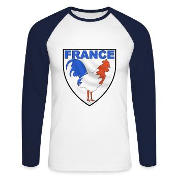 coq_france_design_01 - Unisex Baseballshirt langarm - Weiß/Navy - Vorne - Nik (191cm)