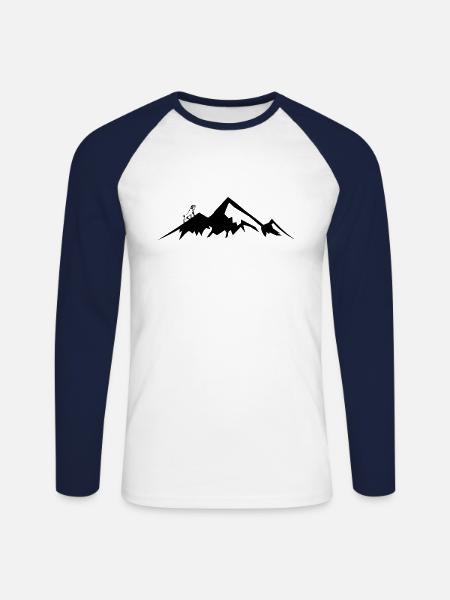 Bergziege Ziege Berg - Unisex Baseballshirt langarm - Weiß/Navy