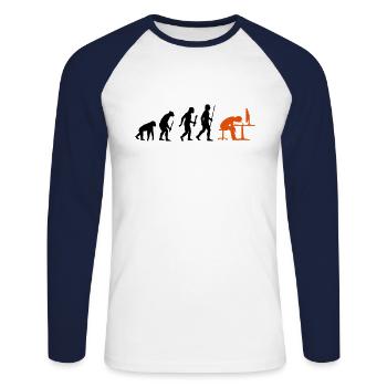 Evolution Office Office Etudiant officiel - T-shirt baseball manches longues Homme - blanc/marine - Devant - Nik (191cm)