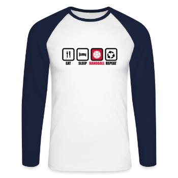 eat sleep handball repeat, handball player, handball player - Unisex Long Sleeve Baseball T-Shirt - white/navy - Front - Nik (191cm)