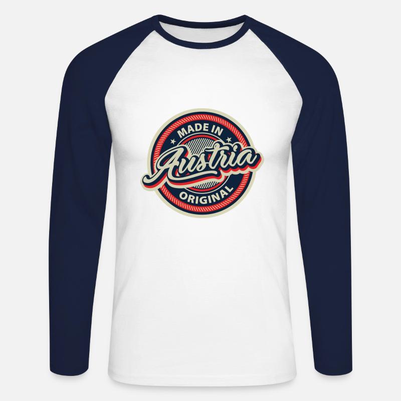 Made in Austria - Unisex Baseballshirt langarm - Weiß/Navy