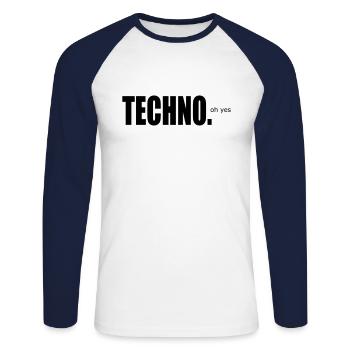 TECHNO - T-shirt baseball manches longues Homme - blanc/marine - Devant - Nik (191cm)