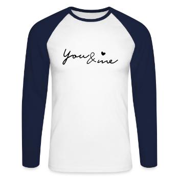 Friends love partnership marriage saying gift - Unisex Long Sleeve Baseball T-Shirt - white/navy - Front - Nik (191cm)