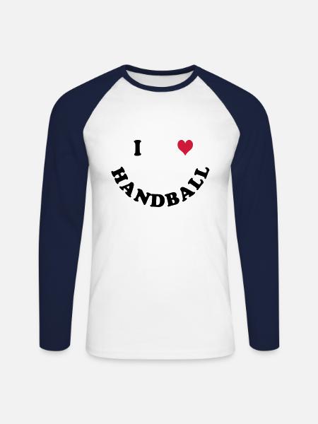 Handball - Unisex Baseballshirt langarm - Weiß/Navy
