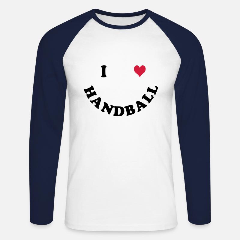 Handball - Unisex Baseballshirt langarm - Weiß/Navy
