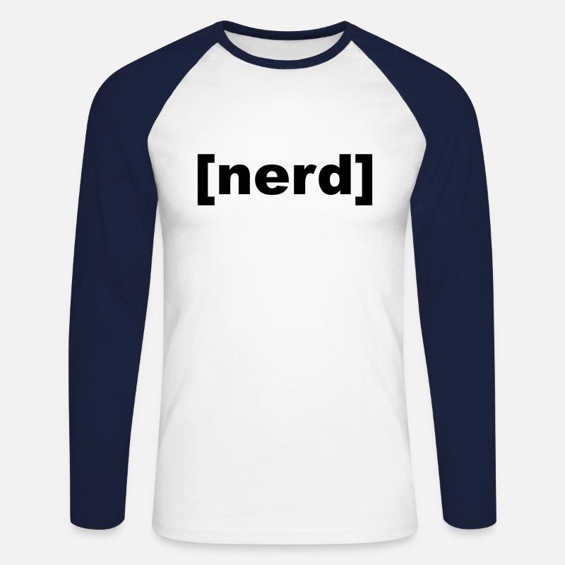 nerd - Unisex Baseballshirt langarm - Weiß/Navy