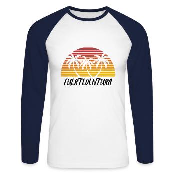 Fuerteventura - Unisex Baseballshirt langarm - Weiß/Navy - Vorne - Nik (191cm)
