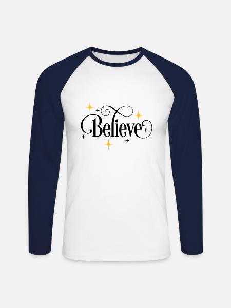 Believe - Unisex Long Sleeve Baseball T-Shirt - white/navy
