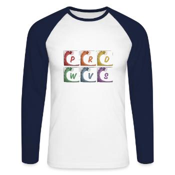 LGBTQ+ Rainbow Gay Pride Waves Surf PRD WVS - Unisex Long Sleeve Baseball T-Shirt - white/navy - Front - Nik (191cm)