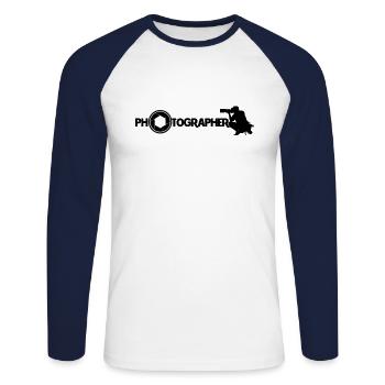 Photografer - Unisex Baseballshirt langarm - Weiß/Navy - Vorne - Nik (191cm)