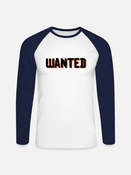 Wanted Red Dead Redemption - Unisex Long Sleeve Baseball T-Shirt - white/navy