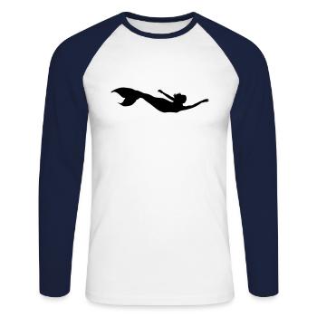 silhouette de sirène nageant - T-shirt baseball manches longues Homme - blanc/marine - Devant - Nik (191cm)