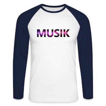 music - Unisex Long Sleeve Baseball T-Shirt - white/navy - Front - Nik (191cm)