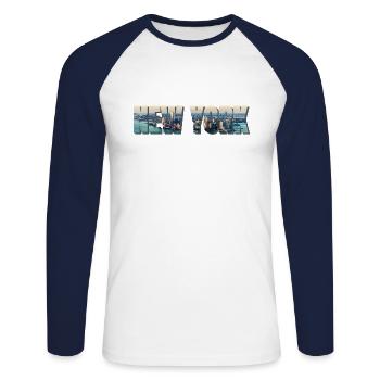 NEW YORK - Unisex Baseballshirt langarm - Weiß/Navy - Vorne - Nik (191cm)