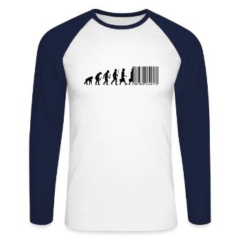 Evolution Code à barres Numérisation - T-shirt baseball manches longues Homme - blanc/marine - Devant - Nik (191cm)