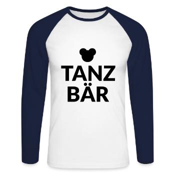 Tanzbär Party Disco tanzen Tänzer Spruch Geschenk - Unisex Baseballshirt langarm - Weiß/Navy - Vorne - Nik (191cm)