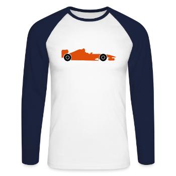 formule 1 voiture course 107 - T-shirt baseball manches longues Homme - blanc/marine - Devant - Nik (191cm)
