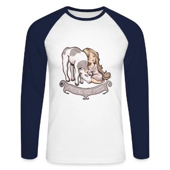 Friend not Food - T-shirt baseball manches longues Homme - blanc/marine - Devant - Nik (191cm)