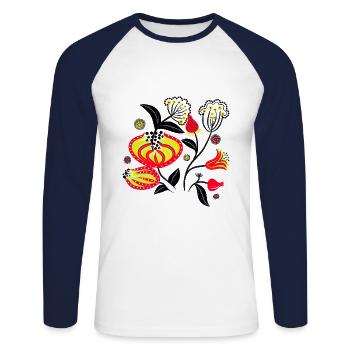 Fleurs peintes - T-shirt baseball manches longues Homme - blanc/marine - Devant - Nik (191cm)