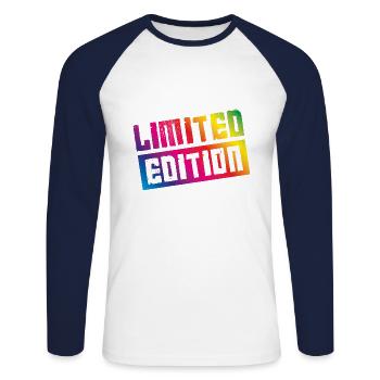 limited edition colorful - Unisex Long Sleeve Baseball T-Shirt - white/navy - Front - Nik (191cm)