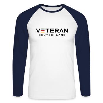 Veteran Deutschland Logo - Unisex Baseballshirt langarm - Weiß/Navy - Vorne - Nik (191cm)