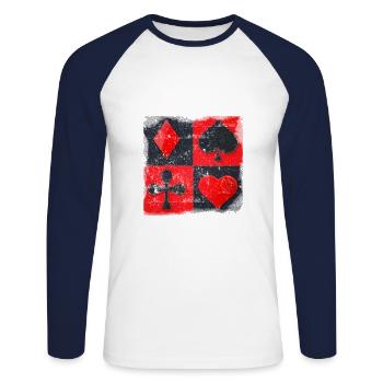 Poker Symbol As - Unisex Long Sleeve Baseball T-Shirt - white/navy - Front - Nik (191cm)