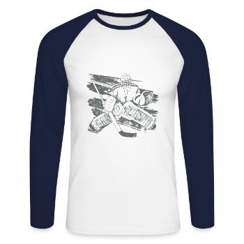 Hockey gardien sur glace - T-shirt baseball manches longues Homme - blanc/marine - Devant - Nik (191cm)