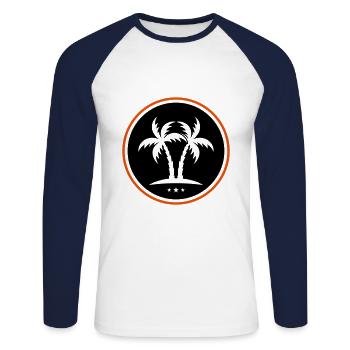 icône de la paume - T-shirt baseball manches longues Homme - blanc/marine - Devant - Nik (191cm)