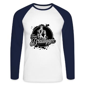 Marié équipe - T-shirt baseball manches longues Homme - blanc/marine - Devant - Nik (191cm)