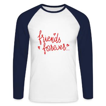 Beste Freunde für immer herzen - Unisex Baseballshirt langarm - Weiß/Navy - Vorne - Nik (191cm)