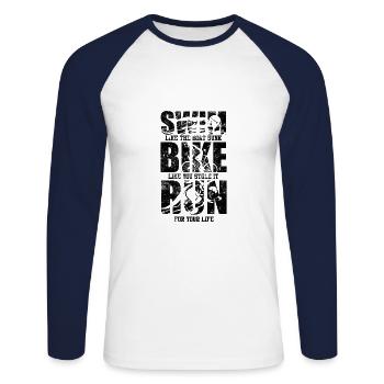 Triathlon - T-shirt baseball manches longues Homme - blanc/marine - Devant - Nik (191cm)