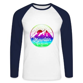 berge mountain is calling - Unisex Baseballshirt langarm - Weiß/Navy - Vorne - Nik (191cm)