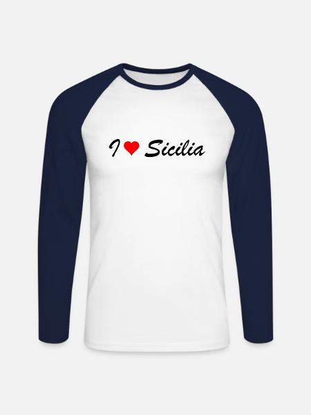 Sicily - Unisex Long Sleeve Baseball T-Shirt - white/navy