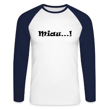 miau Katzen Haustier Mieze - Unisex Baseballshirt langarm - Weiß/Navy - Vorne - Nik (191cm)