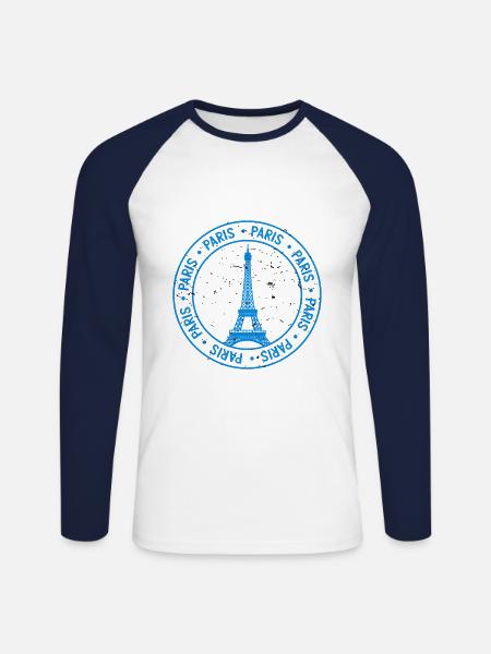 Paris Emblem Eiffelturm - Unisex Baseballshirt langarm - Weiß/Navy