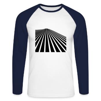 lines - Unisex Long Sleeve Baseball T-Shirt - white/navy - Front - Nik (191cm)