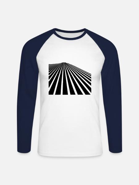 lines - Unisex Long Sleeve Baseball T-Shirt - white/navy
