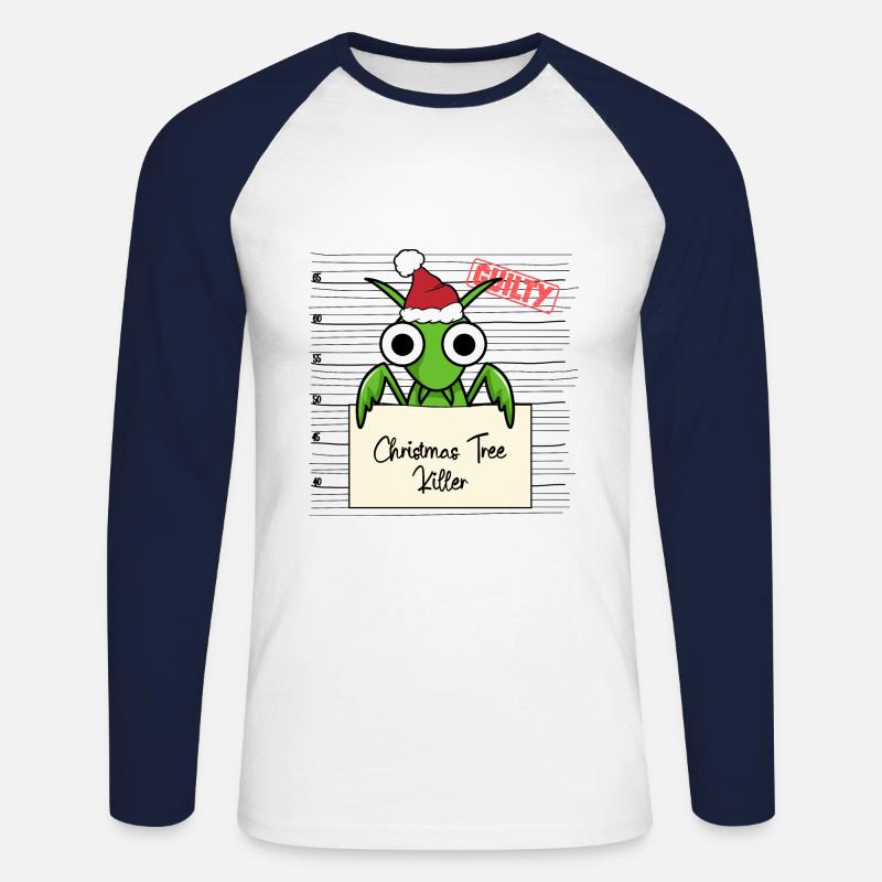 Weihnachtsbaum Umschubser Gottesanbeterin - Unisex Baseballshirt langarm - Weiß/Navy