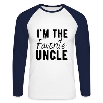 Uncle - Unisex Long Sleeve Baseball T-Shirt - white/navy - Front - Nik (191cm)