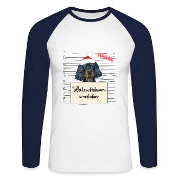 Weihnachtsbaum Umschubser Gordon Setter - Unisex Baseballshirt langarm - Weiß/Navy - Vorne - Nik (191cm)