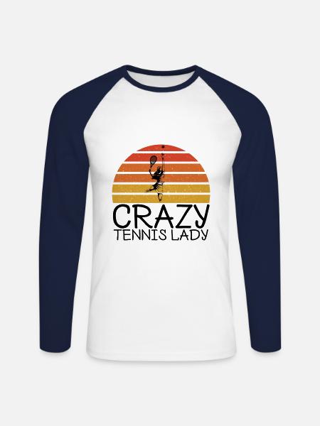 Tennis - Unisex Long Sleeve Baseball T-Shirt - white/navy