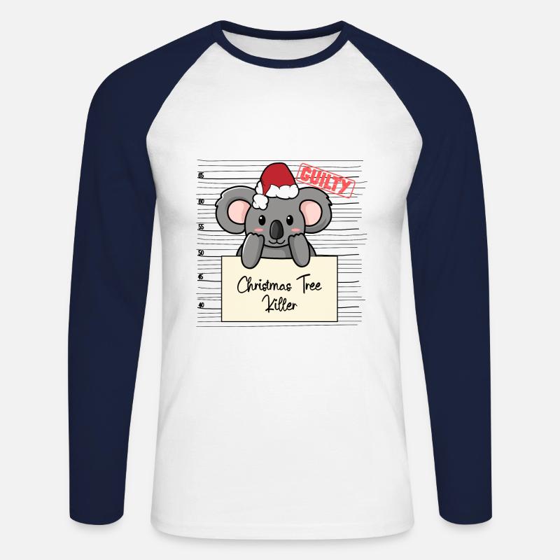Weihnachtsbaum Umschubser Koala - Unisex Baseballshirt langarm - Weiß/Navy