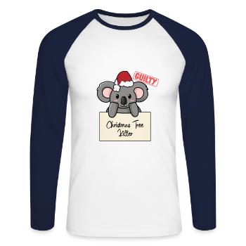 Weihnachtsbaum Umschubser Koala - Unisex Baseballshirt langarm - Weiß/Navy - Vorne - Nik (191cm)