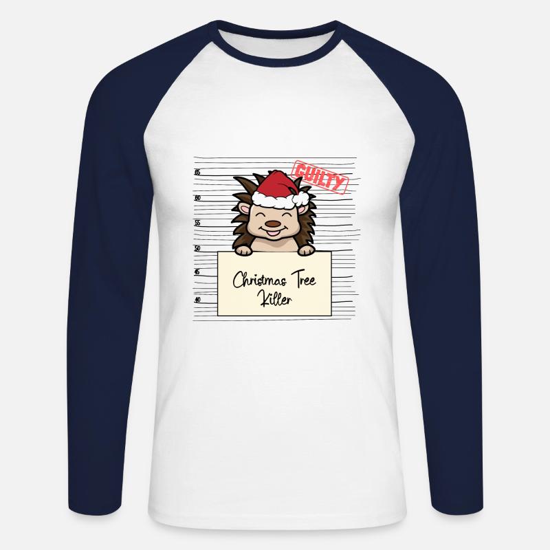 Weihnachtsbaum Umschubser Igel - Unisex Baseballshirt langarm - Weiß/Navy