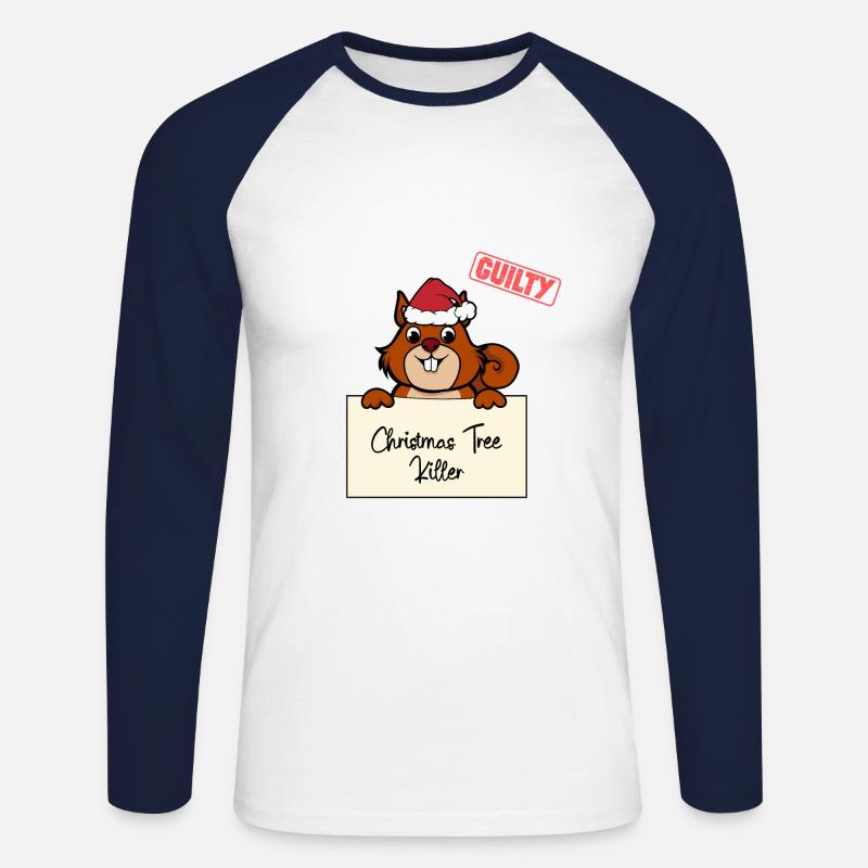 Weihnachtsbaum Umschubser Eichhörnchen - Unisex Baseballshirt langarm - Weiß/Navy