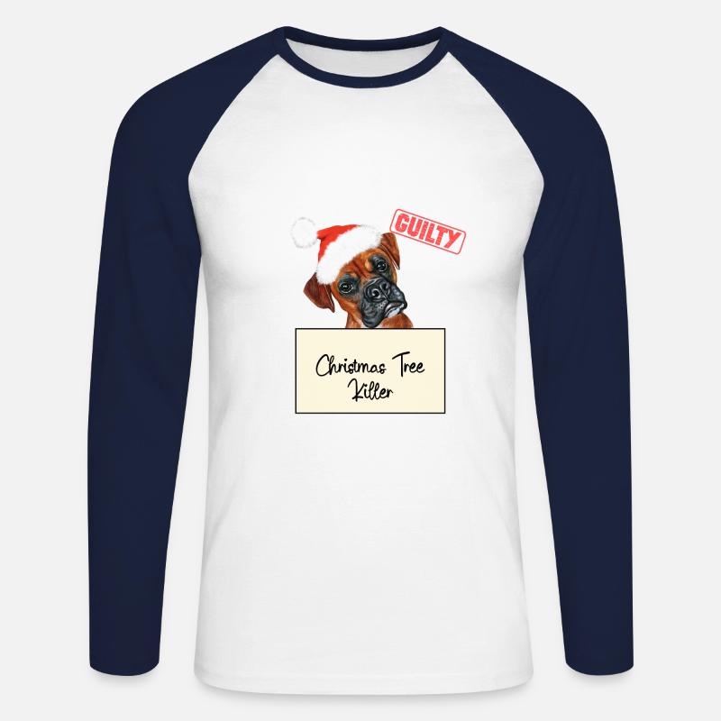 Weihnachtsbaum Umschubser Boxer - Unisex Baseballshirt langarm - Weiß/Navy